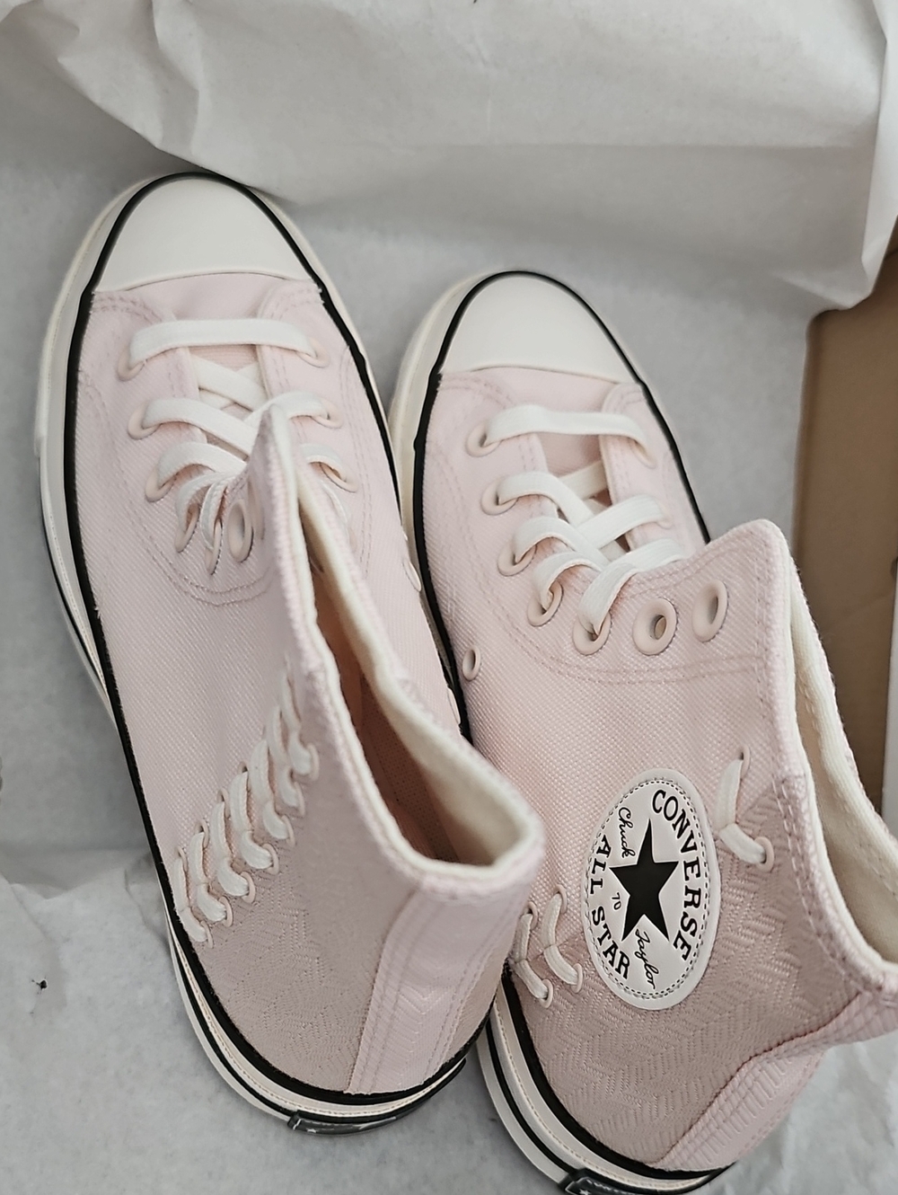 Converse High Top Sneakers in Pale Pink Canvas
